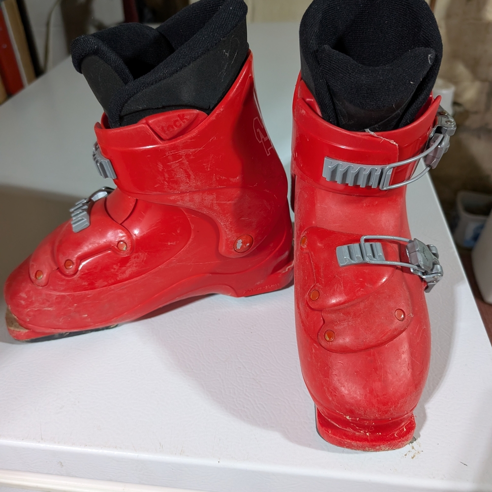 Red Ski Boots with Buckles